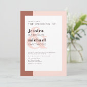 テラコッタモダンモノグラムミニマ結婚リスト 招待状 (スタンド正面)