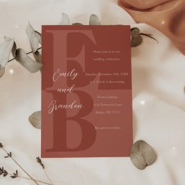 テラコッタモダンラージイニシャル結婚式招待状 招待状