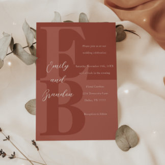 テラコッタモダンラージイニシャル結婚式招待状 招待状