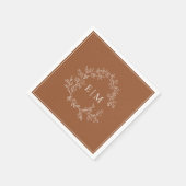 テラコッタモダンリーフィクレストモノグラム結婚ズ スタンダードカクテルナプキン (角)