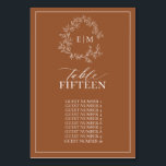 テラコッタモダンリーフィクレストモノグラム結婚ズ テーブルナンバー<br><div class="desc">完璧な披露宴設定！このテラコッタモダンの葉付き紋章モノグラムのテー結婚ブル番号が好き！エレガントシンプルかわいらしリースを取り巻く手描きの葉状のモノグラムを取り巻いた手描き結婚の。タイポグラフィパーソナライズされたでエレガント、手書きの書道がアクセントになっている。最後に、繊細なフレームでトリミングされる。このバージョンは数字を綴り、最大10個のゲスト名を含めることができる。一致連絡製品の設計者。https://www.zazzle.com/collections/terracotta_leafy_crest_monogram_wedding-119356721080474481著作権Anastasia Surridge for エレガント招待状,  all rights reserved.</div>