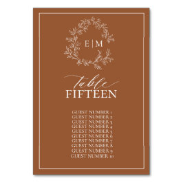 テラコッタモダンリーフィクレストモノグラム結婚ズ テーブルナンバー