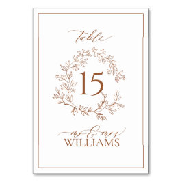 テラコッタモダンリーフィクレストモノグラム結婚ズ テーブルナンバー