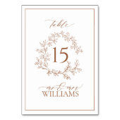 テラコッタモダンリーフィクレストモノグラム結婚ズ テーブルナンバー (正面)