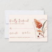 テラコッタモダンワイルドフラワー書道結婚の 出欠カード (正面)