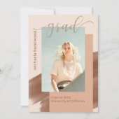 テラコッタモダン写真卒業パーティー 招待状 (正面)