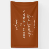 テラコッタモダン婚約パーティバナー 横断幕 (縦)