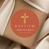 テラコッタモダン宗教十字洗礼 ラウンドシール