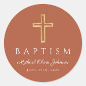 テラコッタモダン宗教十字洗礼 ラウンドシール (正面)