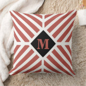 テラコッタモダン対角線ストライプモノグラム クッション (ブランケット)