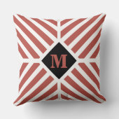 テラコッタモダン対角線ストライプモノグラム クッション (裏面)
