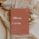 テラコッタモダン文字結婚式招待状 招待状<br><div class="desc">ウェディングモダン招待テンプレート文字デザイン、テラコッタ地球トーンの色と、あなた自身の詳細とQRコードを追加。</div>