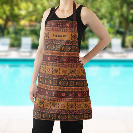 テラコッタモダン民族部族の装飾模様 エプロン