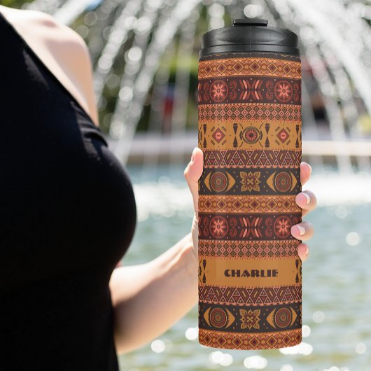 テラコッタモダン民族部族の装飾模様 タンブラー