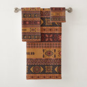 テラコッタモダン民族部族の装飾模様 バスタオルセット (インサイチュ)