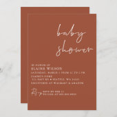 テラコッタモダン男女兼用ベイビーシャワー 招待状 (正面/裏面)