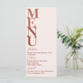 テラコッタモダン結婚のシンプルメニュー・カード メニュー (スタンド正面)