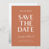 テラコッタモダン結婚式の日付を保存 セーブザデート (正面/裏面)