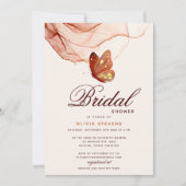 テラコッタモダン金ゴールドバタフライブライダルシャワー 招待状 (正面)
