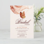 テラコッタモダン金ゴールドバタフライブライダルシャワー 招待状 (スタンド正面)