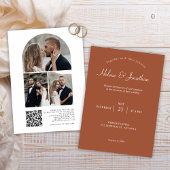 テラコッタモダンQRコードフォトエレガントな結婚式 招待状