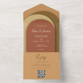 テラコッタモダンQRコードミニマル結婚リスト オールインワン招待状 (内側)