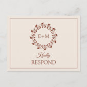 テラコッタモノグラムウェディングRSVP招待状 ポストカード (正面)