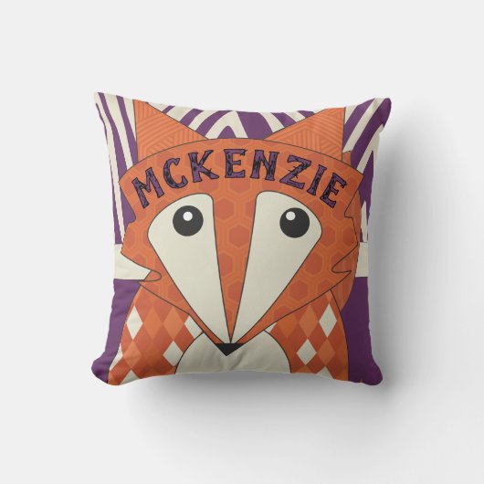 テラコッタモノグラムスタイルキツネ枕 クッション (正面)