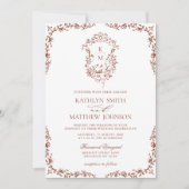 テラコッタモノグラムフローラヴィンテージクレスト結婚ズ 招待状 (正面)