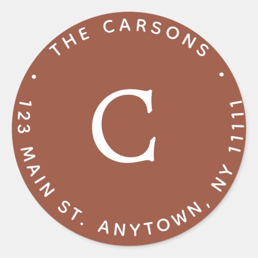 テラコッタモノグラムラウンド差出人住所ラベル ラウンドシール (正面)