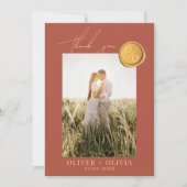 テラコッタモノグラムワックスシール結婚写真 サンキューカード (正面)