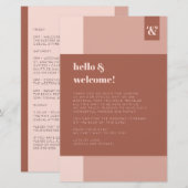 テラコッタモノグラム結婚のウェルカム旅程 (正面/裏面)