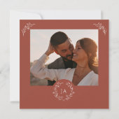 テラコッタモノグラム結婚式の日付カードを保存 (裏面)