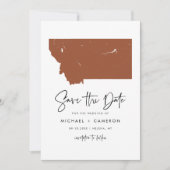 テラコッタモンタナ地図ミニマリストスクリプ結婚ト セーブザデート (正面)