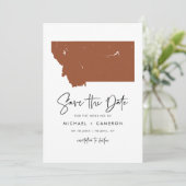 テラコッタモンタナ地図ミニマリストスクリプ結婚ト セーブザデート (スタンド正面)