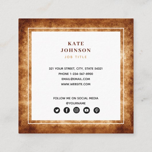 テラコッタユニーク抽象芸術QRコードSNS スクエア名刺 (裏面)