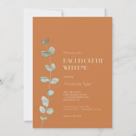 テラコッタユーカリプトゥスデコバチェロレッテウィークエンド 招待状 (正面)