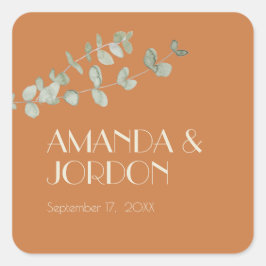 テラコッタユーカリ結婚デコのシール スクエアシール