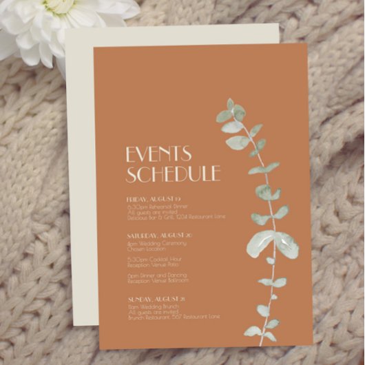 テラコッタユーカリ結婚デコのスケジュール エンクロージャーカード