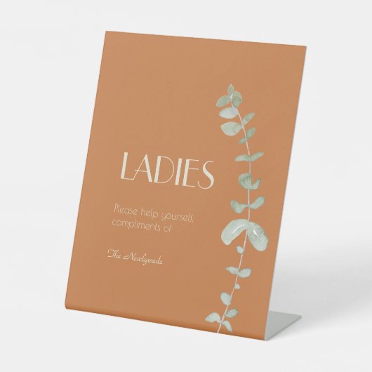 テラコッタユーカリ結婚デコレディースバスルーム 台座サイン (正面)