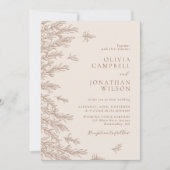 テラコッタラストアイボリーボホ秋リーフ結婚ズ 招待状 (正面)