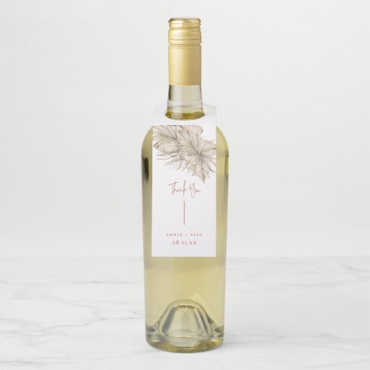 テラコッタラストアーモダンチパームリーフズ結婚インヴィ ボトルネックタグ (ボトル)