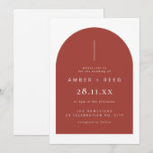 テラコッタラストアーモダンチミニマリスト結婚ズ 招待状 (正面/裏面)
