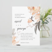 テラコッタラストウォーターカラーフローラ結婚式の招待 サンキューカード (スタンド正面)