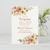 テラコッタラストウォーターカラーフローラ100th誕生日 招待状 (スタンド正面)