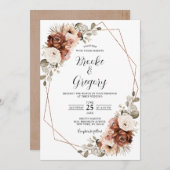 テラコッタラストパンパスグラス素朴ボホ結婚ズ 招待状 (正面/裏面)