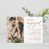 テラコッタラストフォト婚約パーティ招待状 招待状 (スタンド正面)