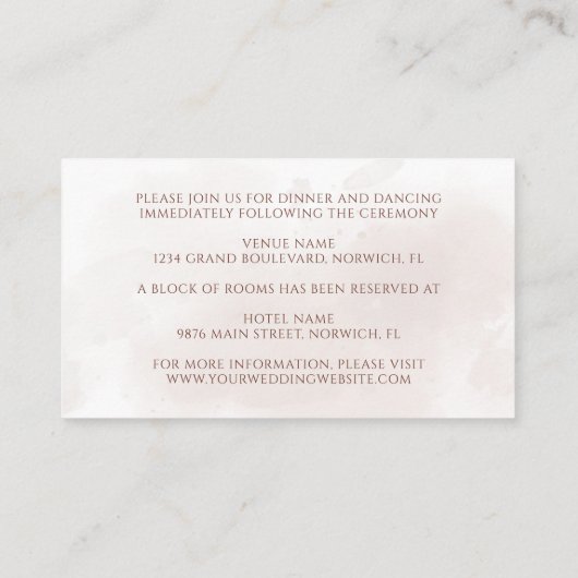 テラコッタラストフラワーズボホ秋の結婚式詳細 エンクロージャーカード (裏面)