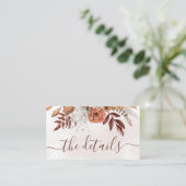 テラコッタラストフラワーズボホ秋の結婚式詳細 エンクロージャーカード (スタンド正面)