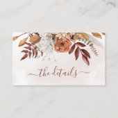 テラコッタラストフラワーズボホ秋の結婚式詳細 エンクロージャーカード (正面)